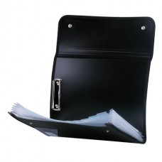 Портфель пластик А4  6 отделений+зажим, цвет черный, на кнопках Brauberg 226015